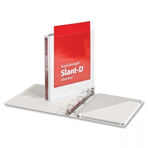 CRD10200 Cardinal SuperStrength ClearVue Locking 3-Ring View Binder, 1" Capacity, Slant-D Ring, White