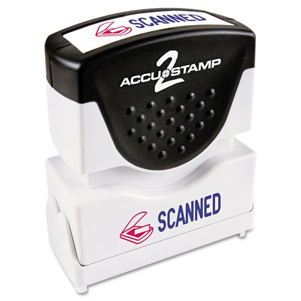 COS035606 ACCUSTAMP2 Pre-Inked Shutter Stamp, Red/Blue, SCANNED, 1 5/8 x 1/2