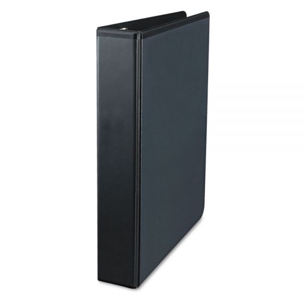 UNV20721 Universal Deluxe 3-Ring View Binder, 1 1/2" Capacity, Round Ring, Black