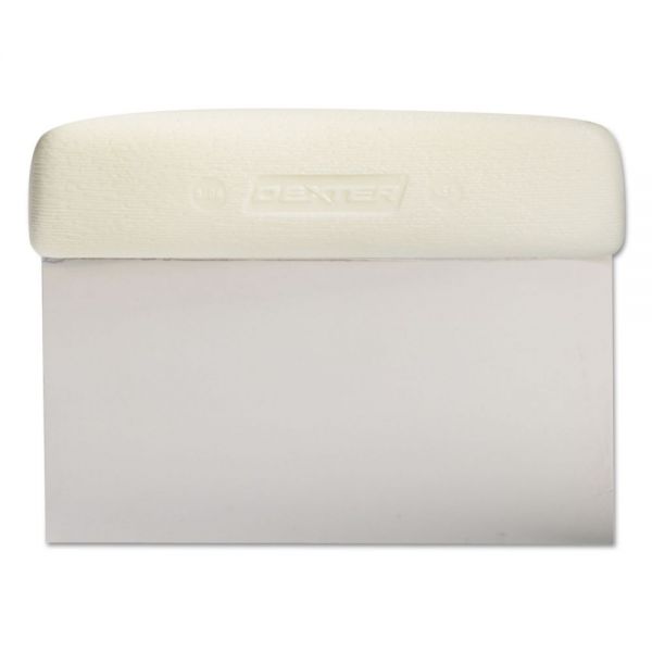 DXX19783 Dexter Sani-Safe Dough Cutter/Scraper, 6" x 3", White, Polypropylene/Stainless Steel