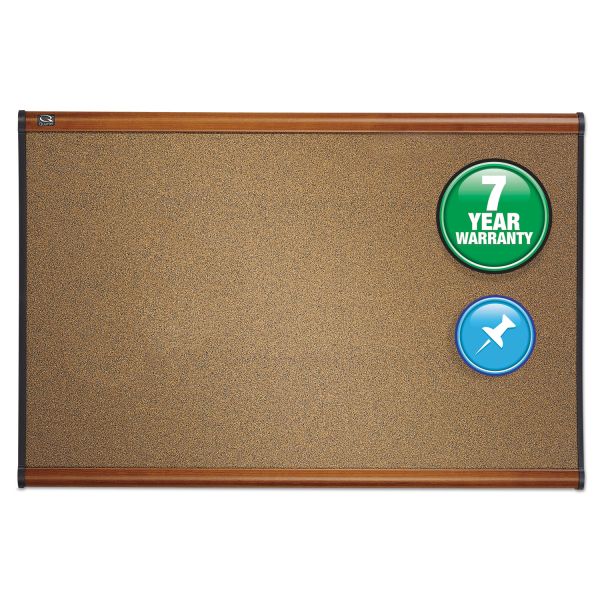 QRTB247LC Quartet Prestige Bulletin Board, Brown Graphite-Blend Surface, 72 x 48, Cherry Frame