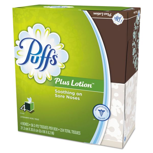 PGC34899CT Puffs Plus Lotion Facial Tissue, White, 1-Ply, 8 1/5" x 8 2/5", 56/Box, 24/Carton