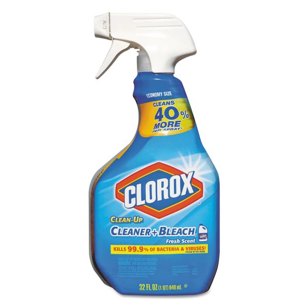 CLO30058 Clorox Clean-Up Disinfectant Cleaner with Bleach, Fresh Scent, 32 oz Bottle, 12/Carton