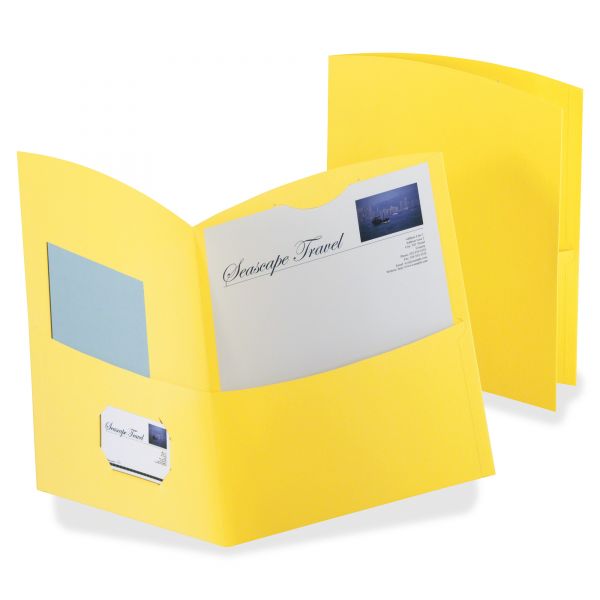 OXF5062570 Oxford Contour Two-Pocket Recycled Paper Folder, 100-Sheet Capacity, Yellow