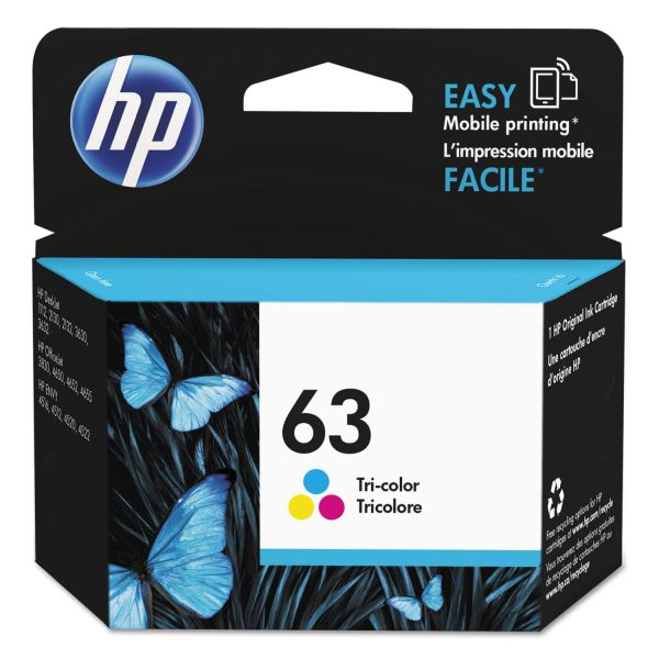 HEWF6U61AN HP 63, (F6U61AN) Tri-Color Original Ink Cartridge