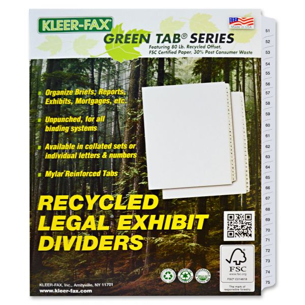 KLF91903 Kleer-Fax 90000 Series Legal Index Dividers