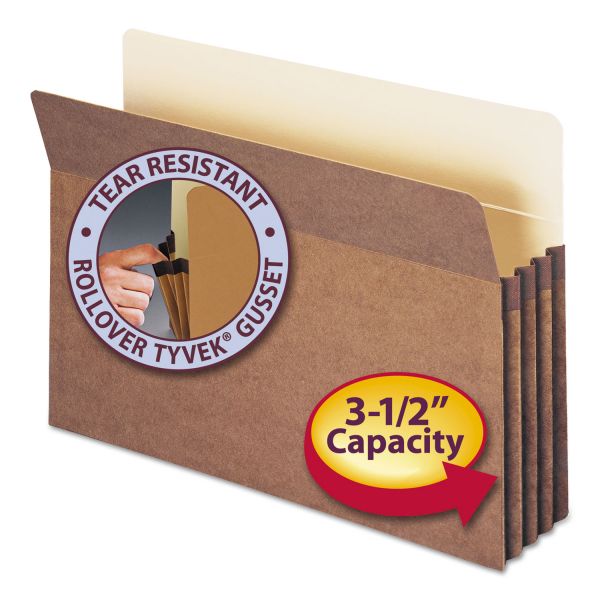 SMD74224 Smead 3 1/2" Exp Drop Front Pocket, Legal, Manila/Redrope, 25/Box