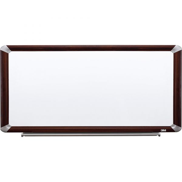 MMMP9648FMY 3M Porcelain Dry Erase Board, 96 x 48, Mahogany Finish Frame