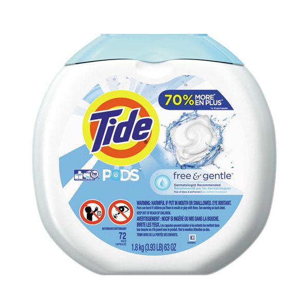 PGC89892CT Tide Free & Gentle Laundry Detergent, Pods, 72/Pack, 4/Carton