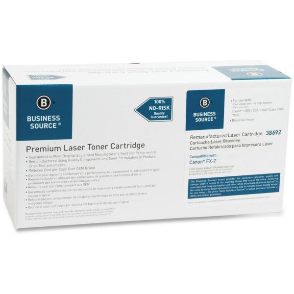 BSN38692 Business Source Remanufactured Canon FX-2 Black Toner Cartridge