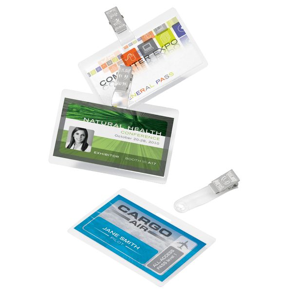 Laminating Pouches, ID Badge With Clip, 5 Mil, 2.5" x 3.75", Pack Of 25