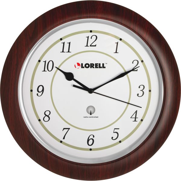 LLR60986 Lorell Radio Control Wood Wall Clock