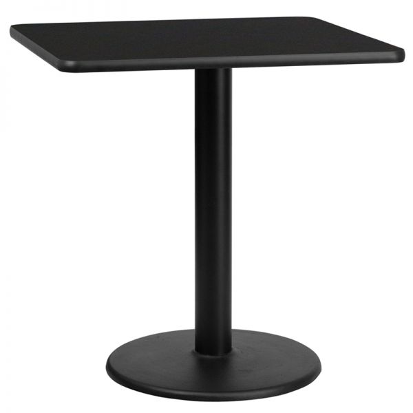 FHFXUBLKTB3030TR18GG Flash Furniture 30'' Square Black Laminate Table Top with 18'' Round Table Height Base