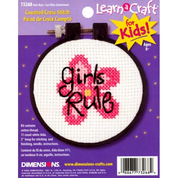 NOTM330158 Dimensions Learn-A-Craft Girls Rule Counted Cross Stitch Kit
