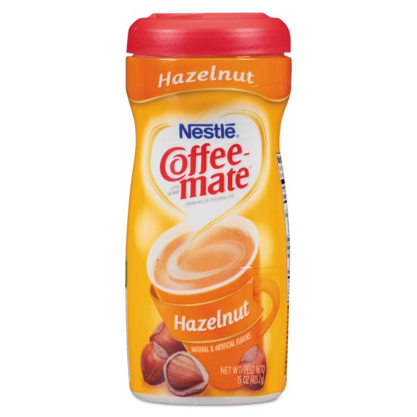 NES12345CT Coffee-mate Non-Dairy Powdered Creamer, Hazelnut, 15 oz Canister, 12/Carton