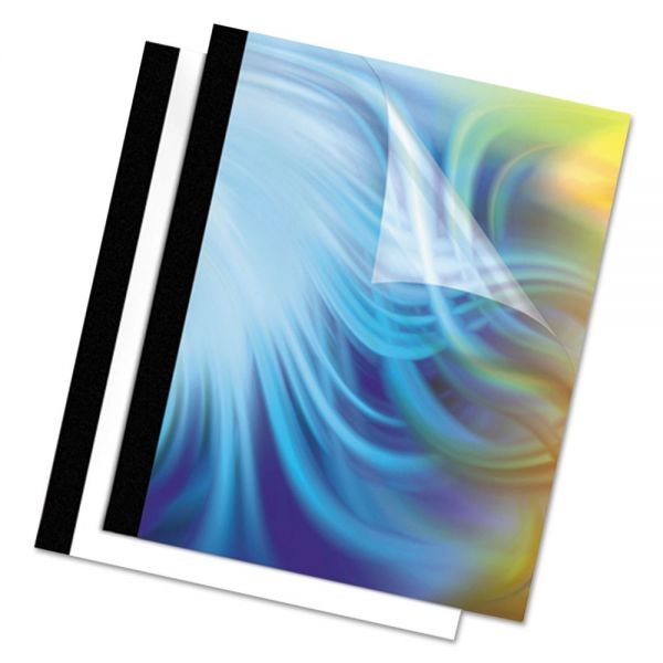FEL5256801 Fellowes Thermal Binding System Covers, 180-Sheet Cap, 11 x 8 1/2, Clear/Black, 10/Pack