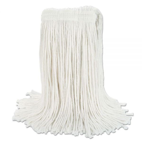 BWKRM03024S Boardwalk Banded Rayon Cut-End Mop Heads, White, 24 oz, 1 1/4" Headband, 12/Carton
