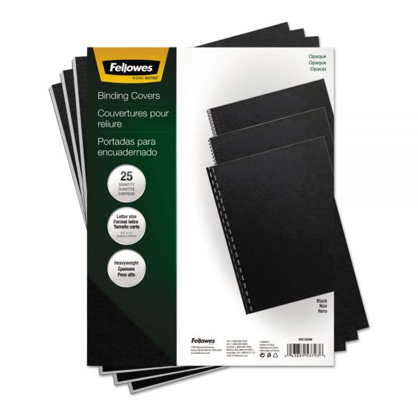 FEL5224901 Fellowes Futura Binding System Covers, Square Corners, 11 x 8 1/2, Black, 25/Pack