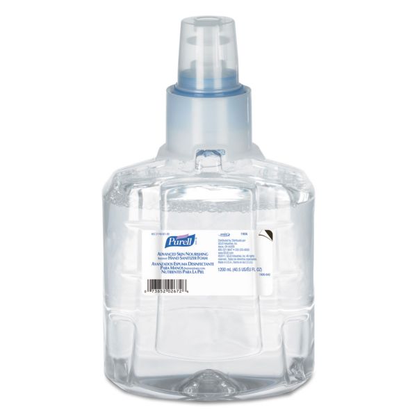 GOJ190602 PURELL Advanced Skin Nourishing Foam Hand Sanitizer,Fragrance Free,1200mL Refill, 2/Ctn