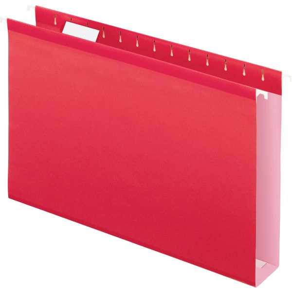 PFX4153X2RED Pendaflex Reinforced 2" Extra Capacity Hanging Folders, 1/5 Tab, Legal, Red, 25/Box