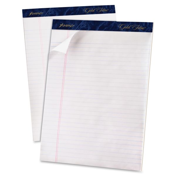 TOP20070 Ampad Gold Fibre Pads, 8 1/2 x 11 3/4, White, 50 Sheets, Dozen