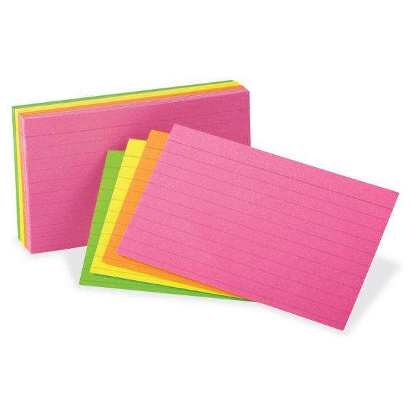 OXF81300 Oxford 3" x 5" Ruled Neon Glow Index Cards