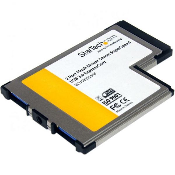SYNX2974302 StarTech.com 2 Port Flush Mount ExpressCard 54mm SuperSpeed USB 3.0 Card Adapter with UASP Support