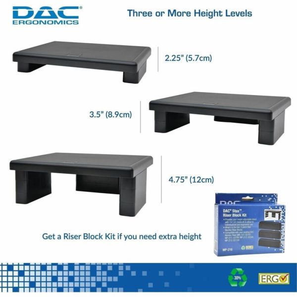 DAC Adjustable LCD/TFT Monitor Riser - 66 lb Load Capacity - Flat Panel ...
