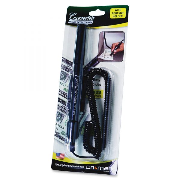 DRI351BCL Dri-Mark Smart-Money Counterfeit Bill Detector Pen with Coil and Clip