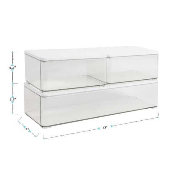 Martha Stewart Grady Stackable Plastic Storage Boxes With Lids, Clear ...