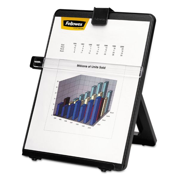 FEL21106 Fellowes Non-Magnetic Letter-Size Desktop Copyholder, Plastic, 125 Sheet Capacity, Black
