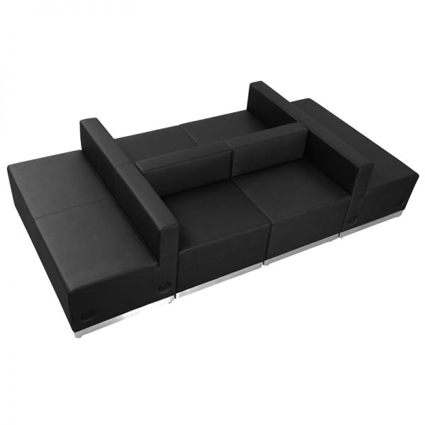 FHFZB803650SETBKGG Flash Furniture HERCULES Alon Series Black Leather Reception Configuration, 6 Pieces