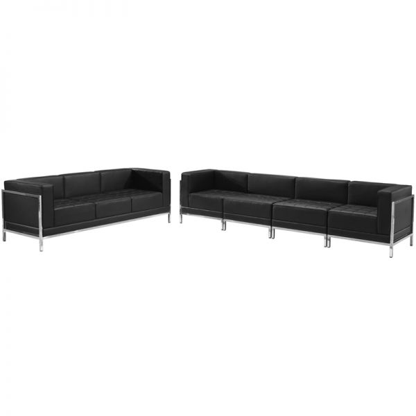 FHFZBIMAGSET17GG Flash Furniture HERCULES Imagination Series Black Leather Sofa Set, 5 Pieces