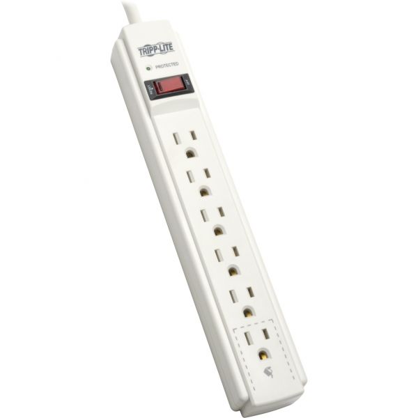 TRPTLP606 Tripp Lite TLP606 Surge Suppressor, 6 Outlets, 6 ft Cord, 790 Joules, Light Gray