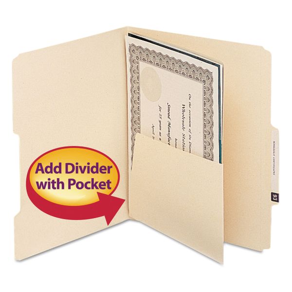 SMD68030 Smead MLA Self-Adhesive Folder Dividers with 5-1/2 Pockets on Both Sides, 25/Pack