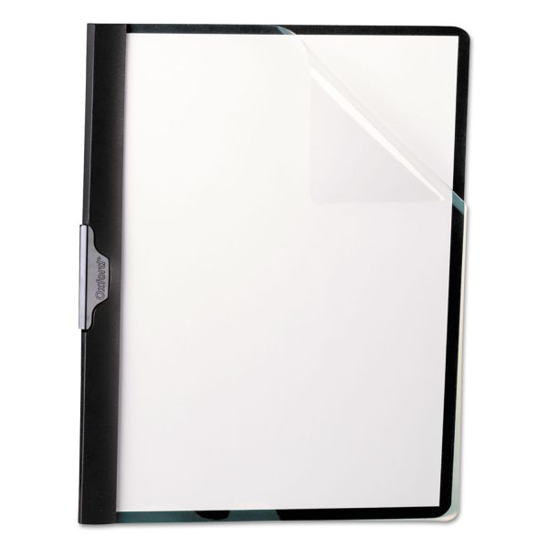 OXF52006 Oxford No-Punch Report Cover, Letter, Holds 30 Pages, Clear/Black
