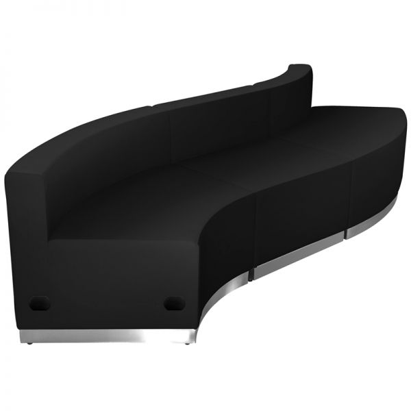 FHFZB803830SETBKGG Flash Furniture HERCULES Alon Series Black Leather Reception Configuration, 3 Pieces