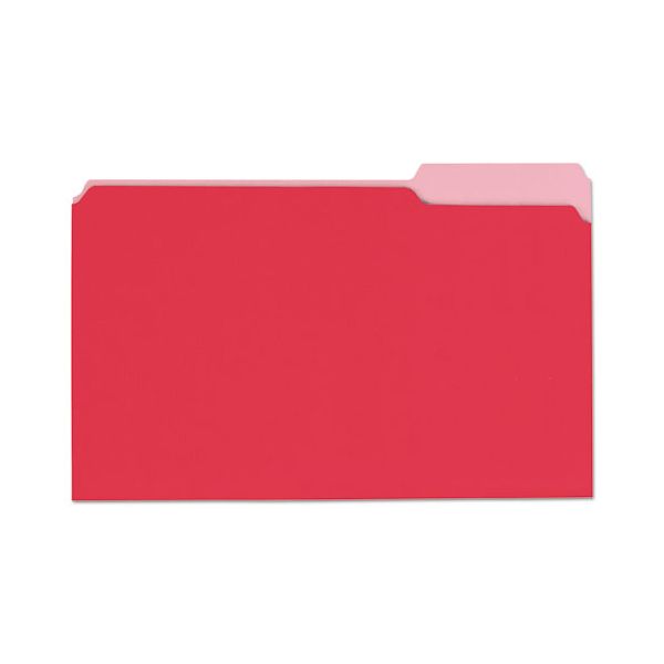 UNV10523 Universal File Folders, 1/3 Cut One-Ply Top Tab, Legal, Red/Light Red, 100/Box