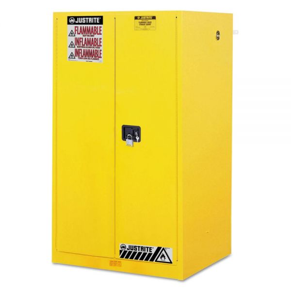 JUS896000 JUSTRITE Sure-Grip EX Standard Safety Cabinet, 34w x 34d x 65h, Yellow