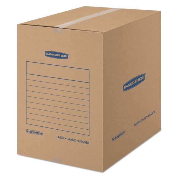 FEL7714001 Bankers Box SmoothMove Basic Large Moving Boxes, 18l x 18w x 24h, Kraft/Blue, 15/Carton
