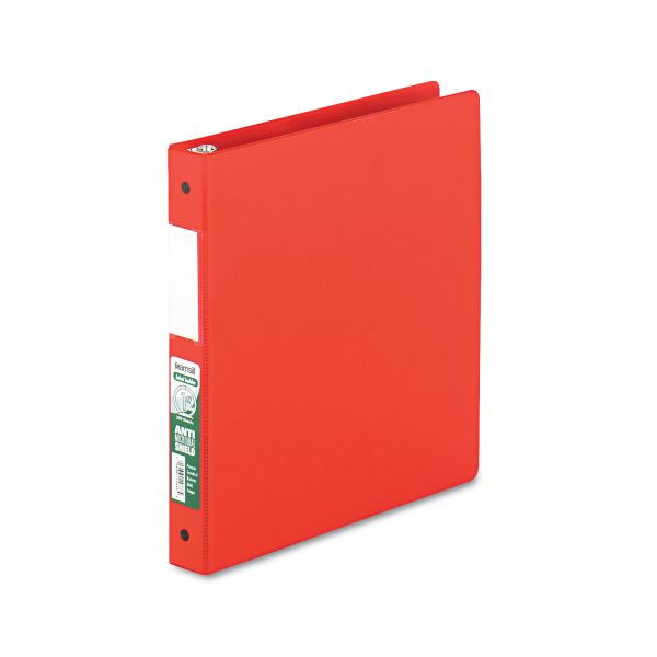 SAM14333 Samsill Clean Touch Locking 3-Ring Reference Binder, Antimicrobial, 1" Capacity, Round Ring, Red