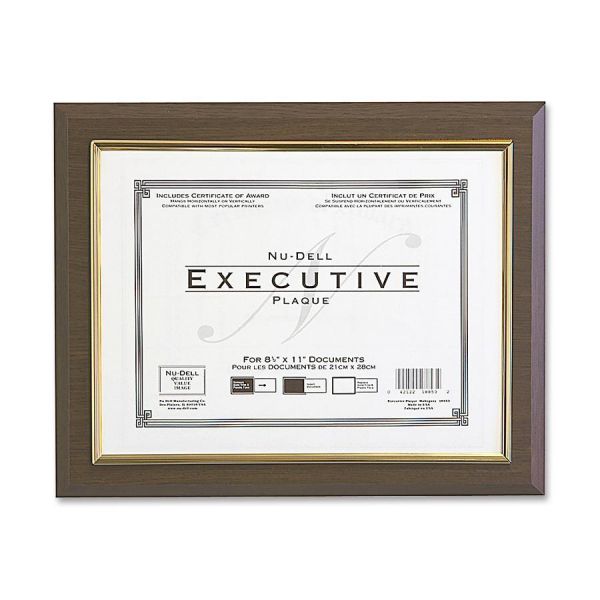 NUD18851M NuDell Executive Plaque, Plastic, 13 x 10-1/2, Walnut