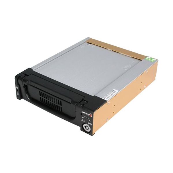 SYNX495669 StarTech.com Black Aluminum 5.25in Rugged SATA Hard Drive Mobile Rack Drawer
