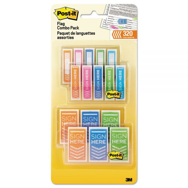 MMM680SH4VAOTG Post-it Flags Combo Pack, 1/2" and 1", Assorted Bright Colors, 320/Pack