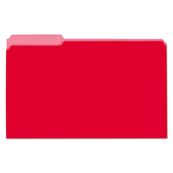 UNV15303 Universal Recycled Interior File Folders, 1/3 Cut Top Tab, Legal, Red, 100/Box