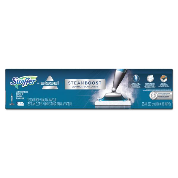 PGC85801CT Swiffer Bissell SteamBoost Mop, 10" Wide Head, 48" Handle, Blue, 2/Carton