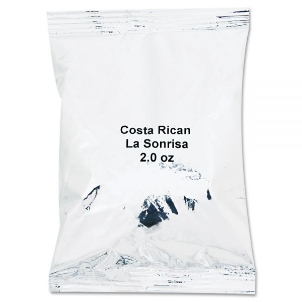 JAV39930404021 Distant Lands Coffee Coffee Portion Packs, Costa Rican La Sonrisa, 2oz Packets, 40/Carton