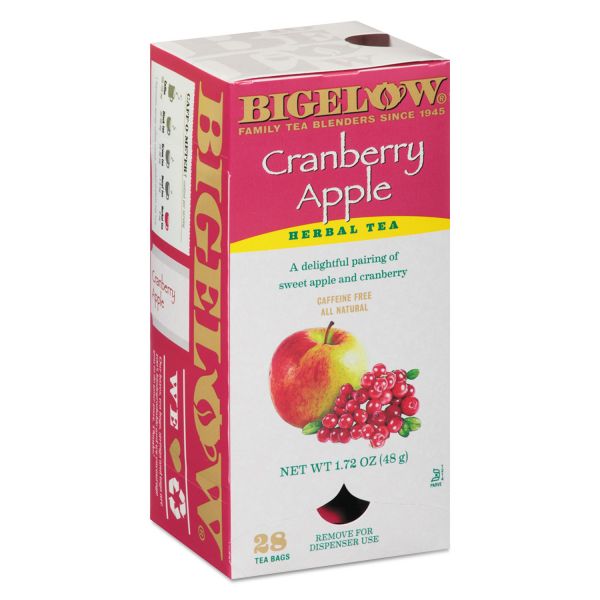 BTC10400 Bigelow Cranberry Apple Herbal Tea, 28/Box