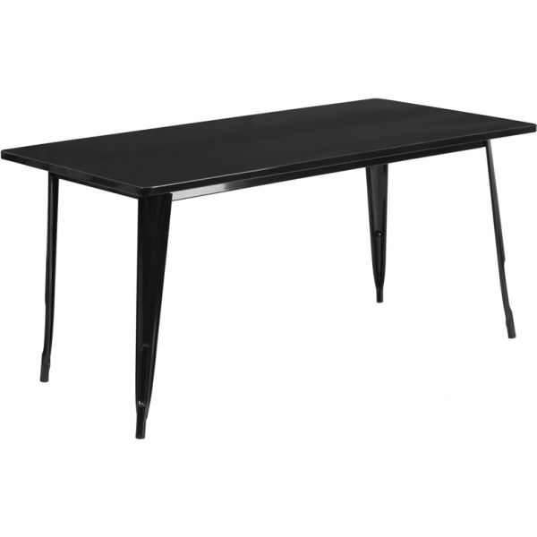 FHFETCT005BKGG Flash Furniture 31.5'' x 63'' Rectangular Black Metal Indoor-Outdoor Table