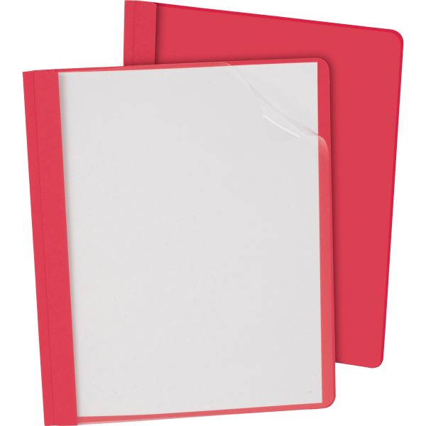 OXF55811 Oxford Clear Front Report Cover, 3 Fasteners, Letter, 1/2" Capacity, Red, 25/Box
